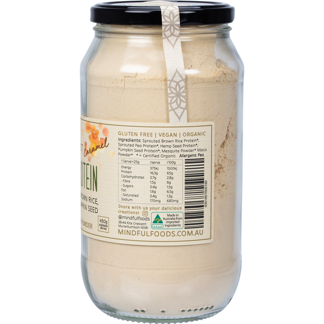 Mindful Foods Stardust caramel plant protein powder healthy protein shake