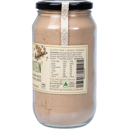 Mindful Foods Stardust chocolate plant protein powder healthy protein shake
