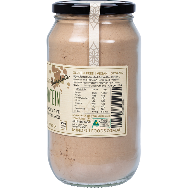 Mindful Foods Stardust chocolate plant protein powder healthy protein shake