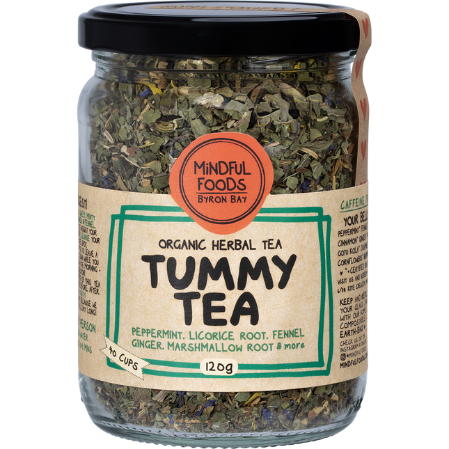 Mindful Foods tummy tea organic herbal tea for digestion and gut comfort