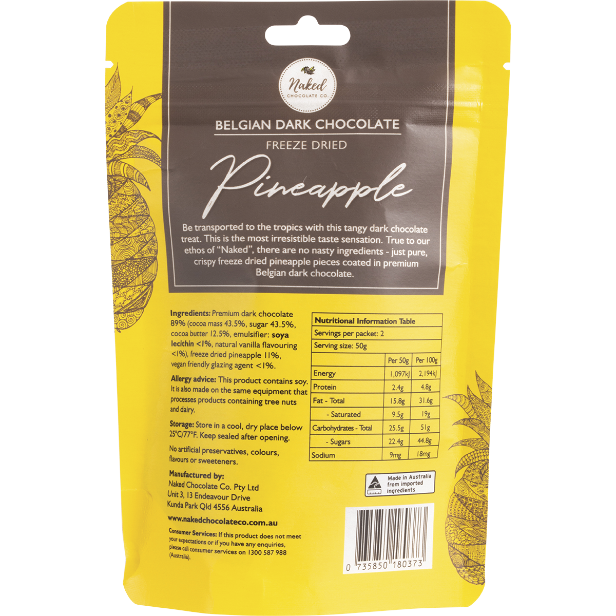 Freeze Dried Pineapple Dark Chocolate