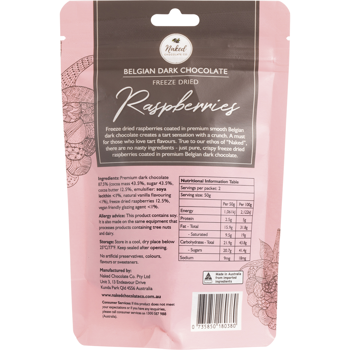 Freeze Dried Raspberries Dark Chocolate