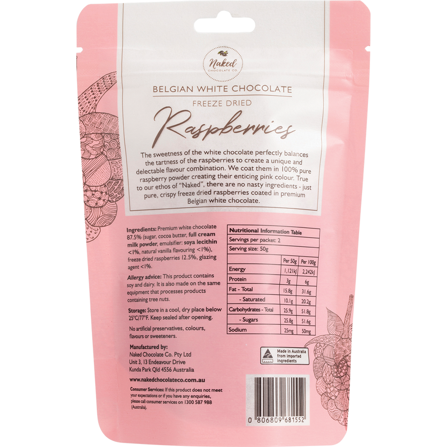 Freeze Dried Raspberries White Chocolate