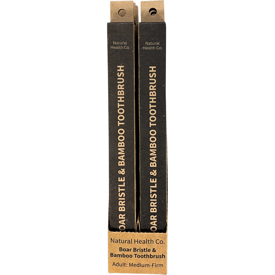 Boar Bristle & Bamboo Toothbrush Adult Med-Firm - Front View
