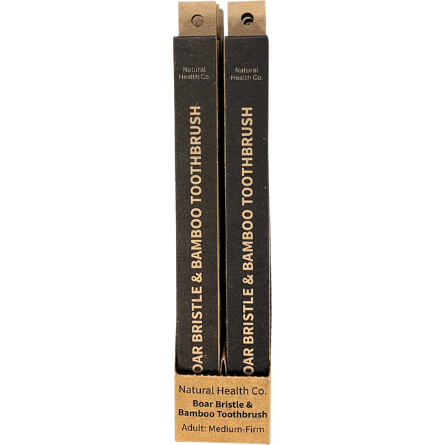 Boar Bristle & Bamboo Toothbrush Adult Med-Firm - Front View