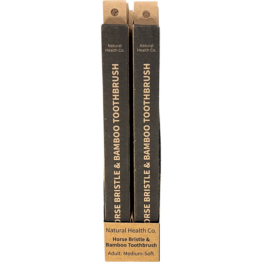 Horse Bristle & Bamboo Toothbrush Adult Med-Soft - Front View
