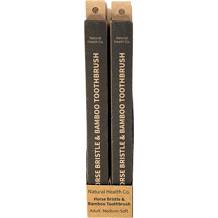 Horse Bristle & Bamboo Toothbrush Adult Med-Soft - Front View