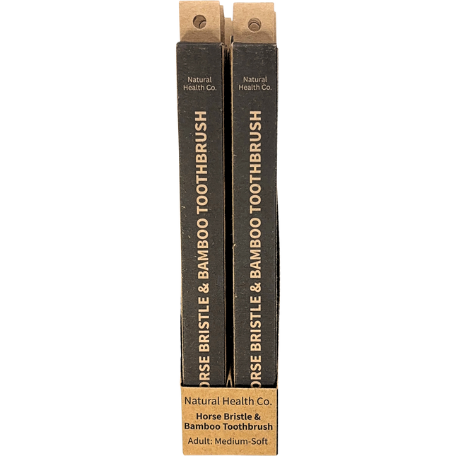 Horse Bristle & Bamboo Toothbrush Adult Med-Soft - Front View