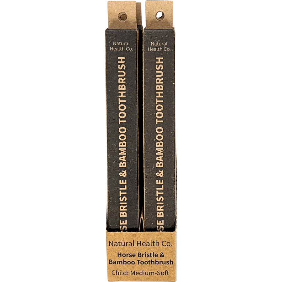 Horse Bristle & Bamboo Toothbrush Child Med-Soft - Front View