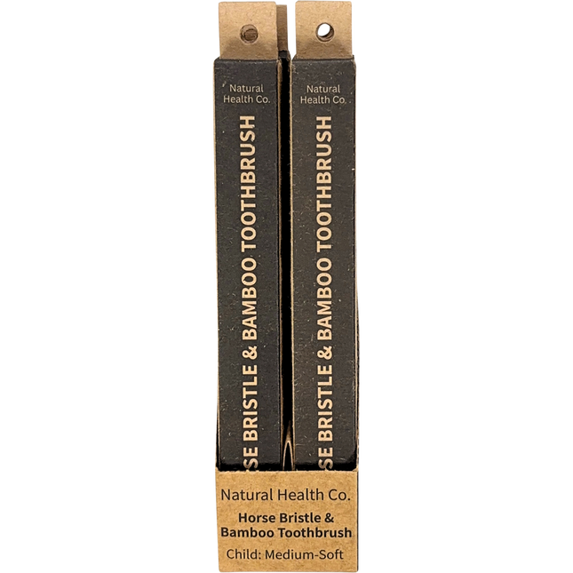Horse Bristle & Bamboo Toothbrush Child Med-Soft - Front View