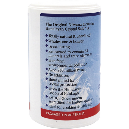 Nirvana Organics Himalayan crystal salt fine shaker mineral-rich seasoning