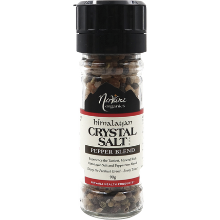 Nirvana Organics salt grinder with Himalayan salt and pepper