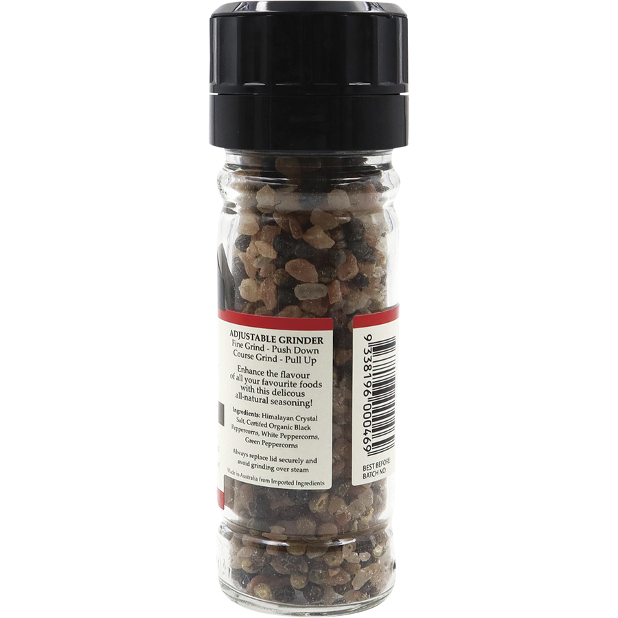 Nirvana Organics salt grinder with Himalayan salt and pepper blend