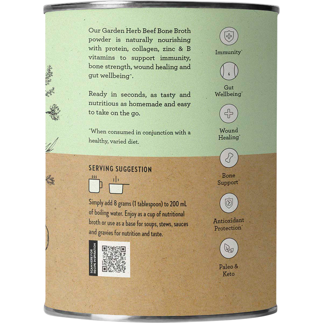 Nutra Naturals beef bone broth garden herb package