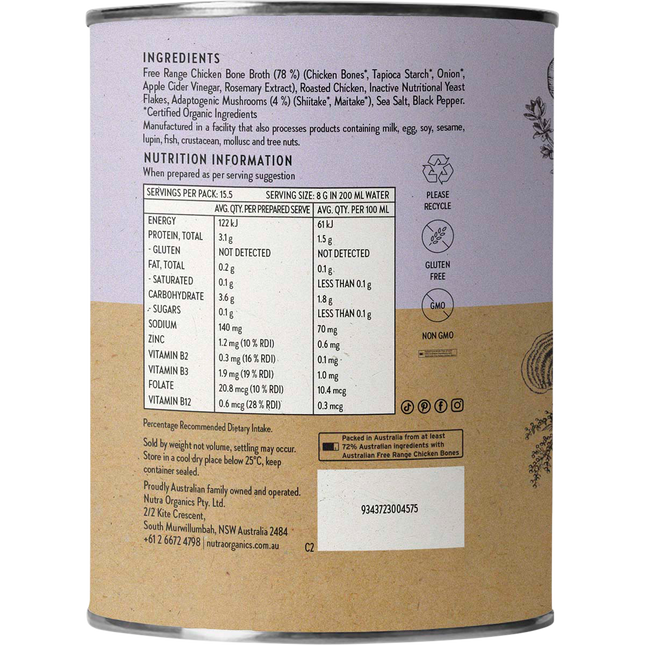 Nutra Naturals Chicken Bone Broth Adaptogenic Mushrooms