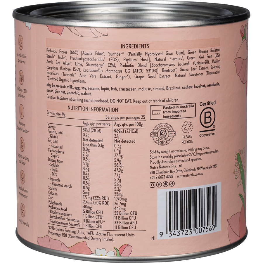 NUTRA ORGANICS Super Gut Strawberry Kiwi