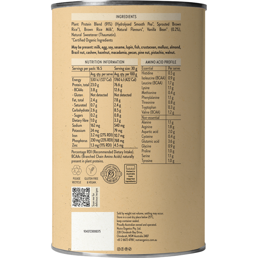 Nutra Naturals Clean Plant Protein Vanilla