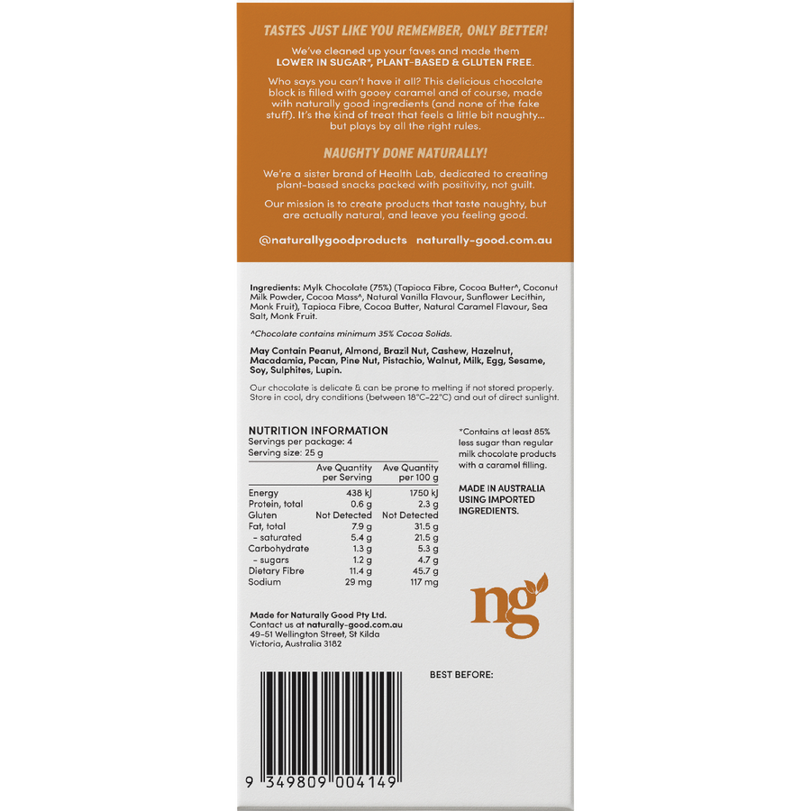 Naturally Good Filled Chocolate Block Gooey Caramel