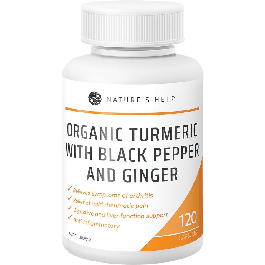 Nature's Help - Organic Turmeric Capsules with Black Pepper Ginger