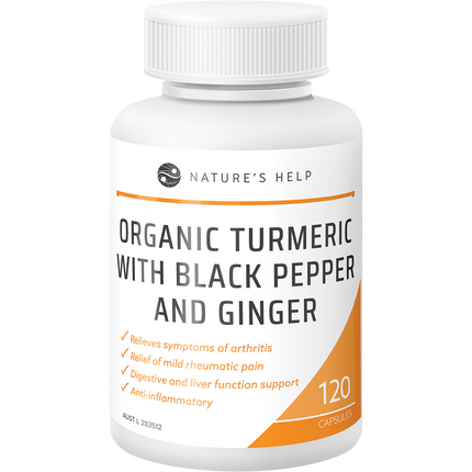 Nature's Help - Organic Turmeric Capsules with Black Pepper Ginger