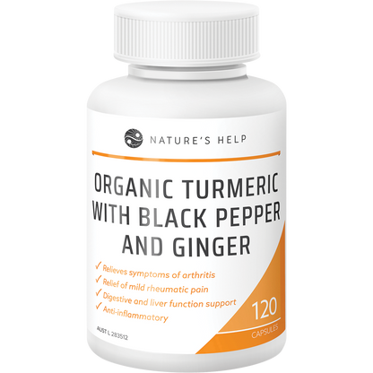 Organic Turmeric Capsules with Black Pepper Ginger