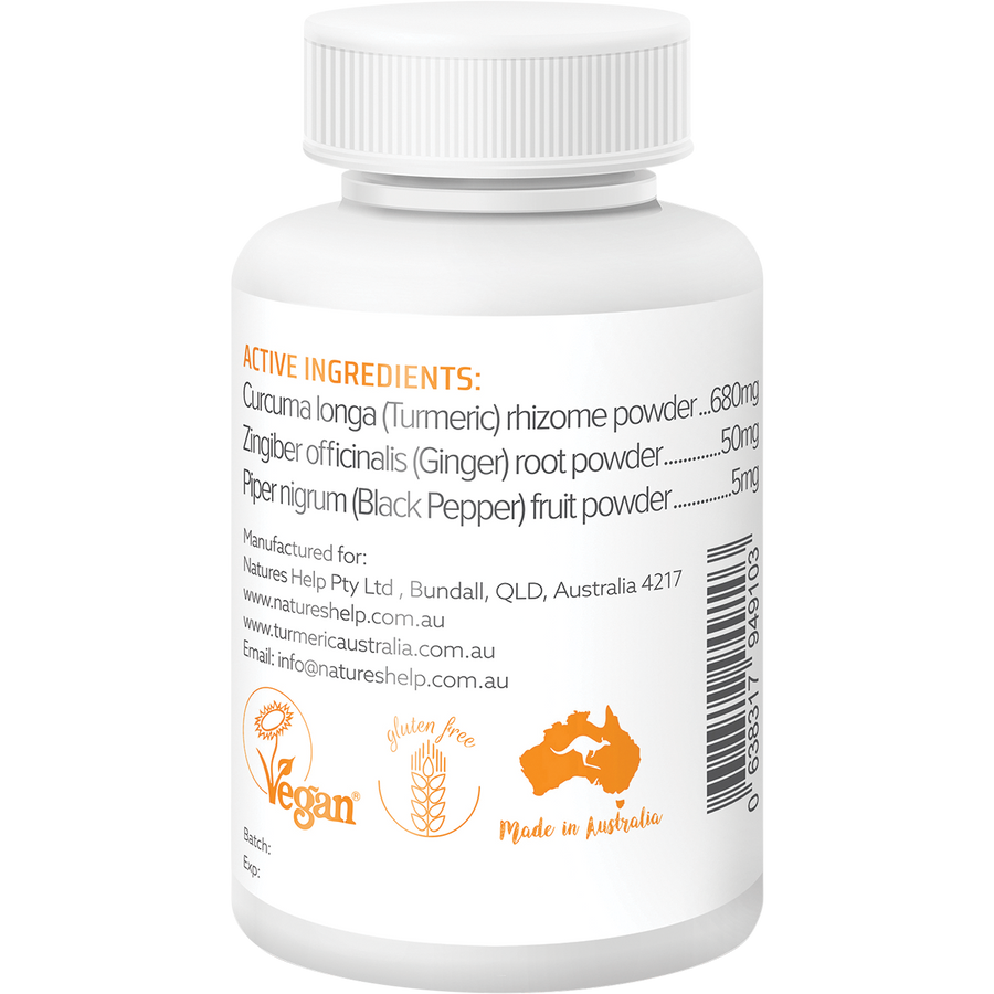 Nature's Help - Organic Turmeric Capsules with Black Pepper Ginger