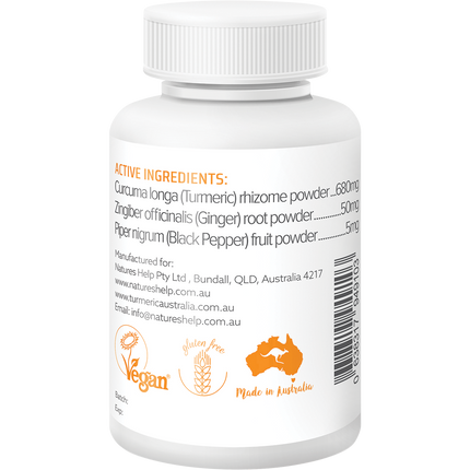 Nature's Help - Organic Turmeric Capsules with Black Pepper Ginger