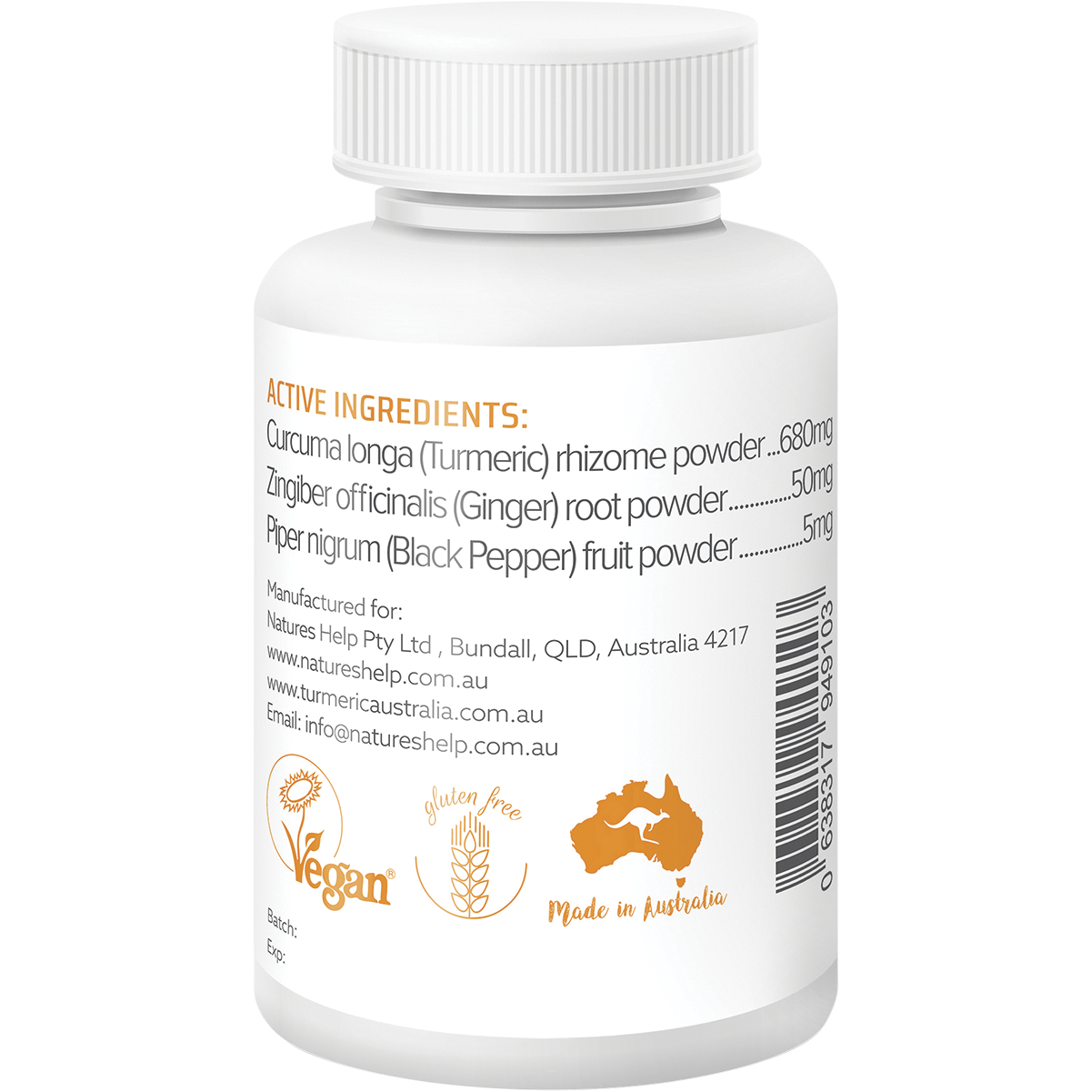 Organic Turmeric Capsules with Black Pepper Ginger