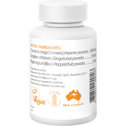 Organic Turmeric Capsules with Black Pepper Ginger