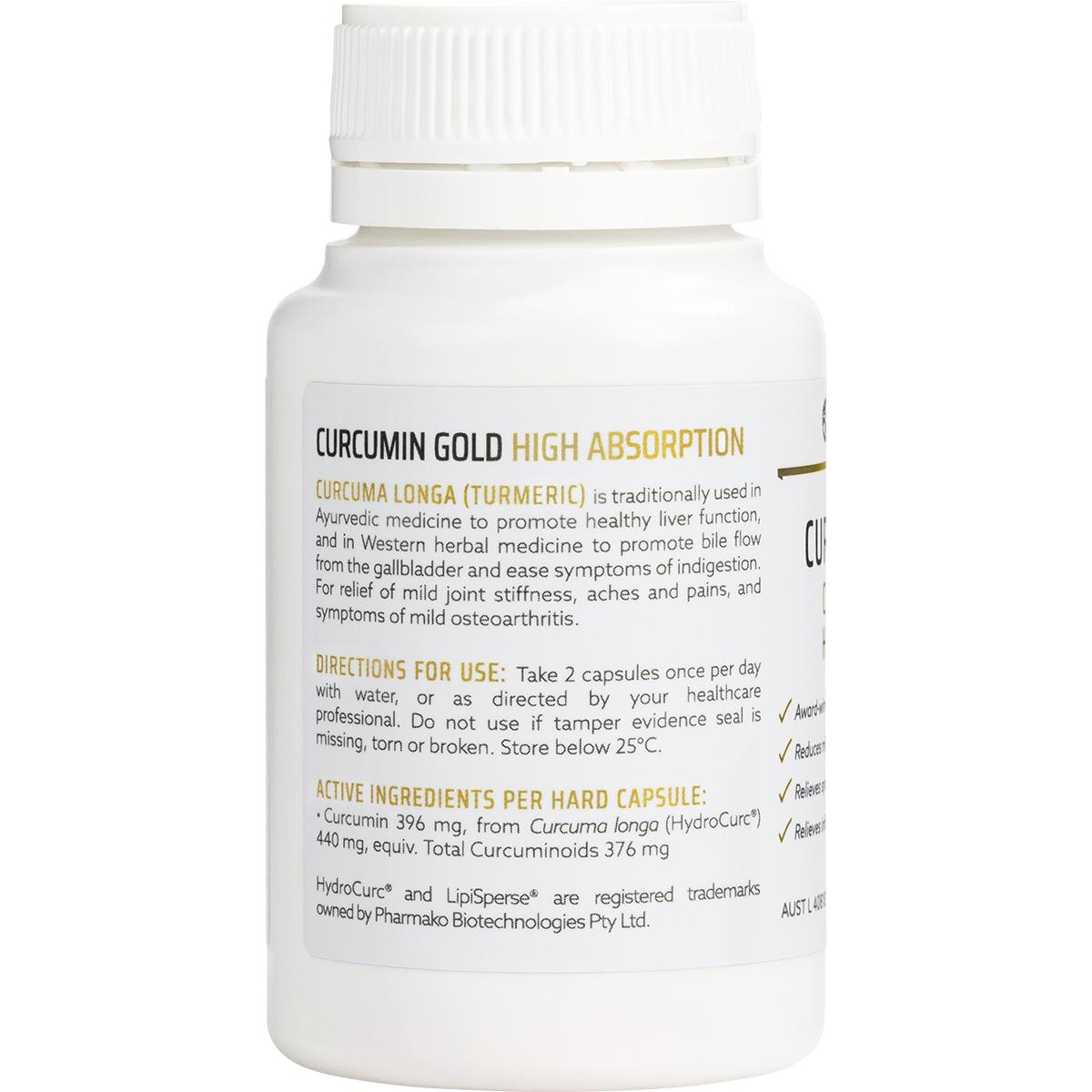 Curcumin Gold 396mg High Absorption Capsules