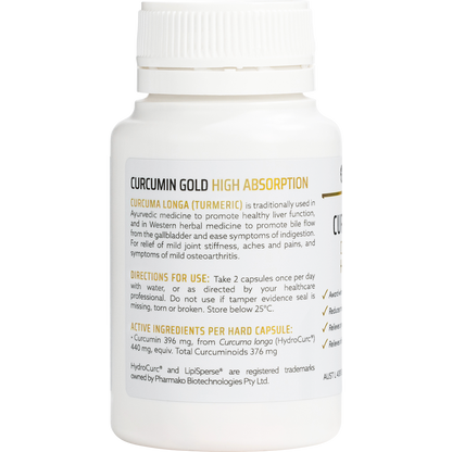 Curcumin Gold 396mg High Absorption Capsules