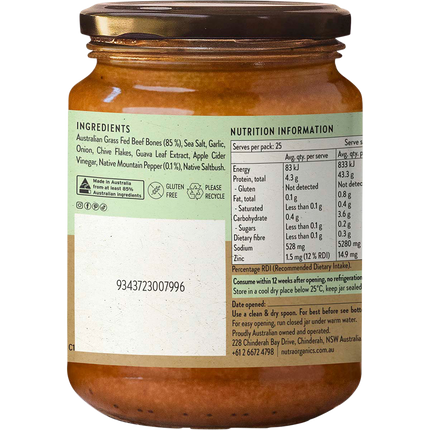 Nutra Organics Beef Bone Broth Concentrate Native Herbs mixed broth drink
