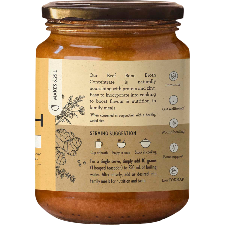 Nutra Organics Beef Bone Broth Concentrate Turmeric Ginger broth concentrate jar