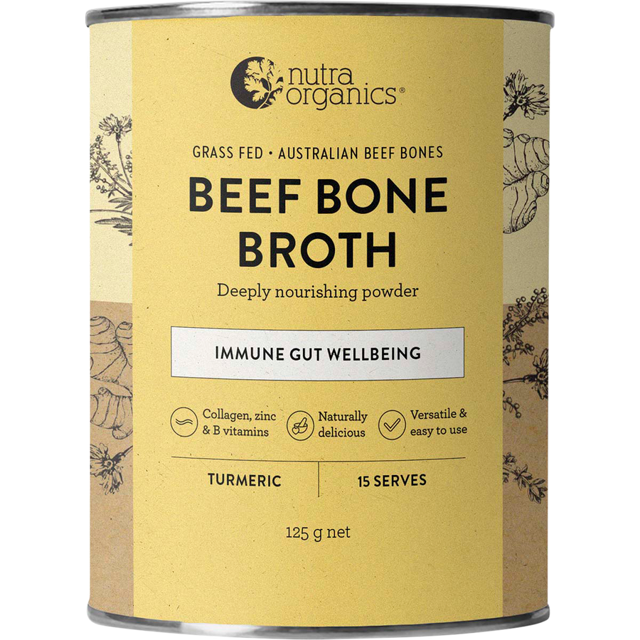 Nutra Organics Beef Bone Broth Turmeric collagen rich bone broth powder