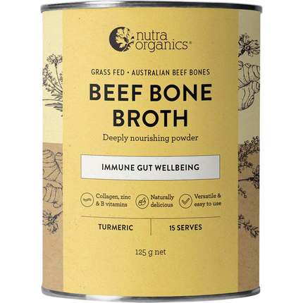 Nutra Organics Beef Bone Broth Turmeric collagen rich bone broth powder