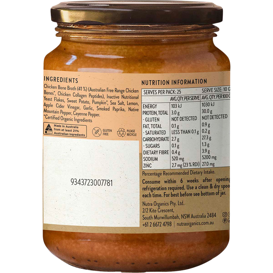 Nutra Organics Chicken Bone Broth Concentrate Lemon Paprika mixed broth drink