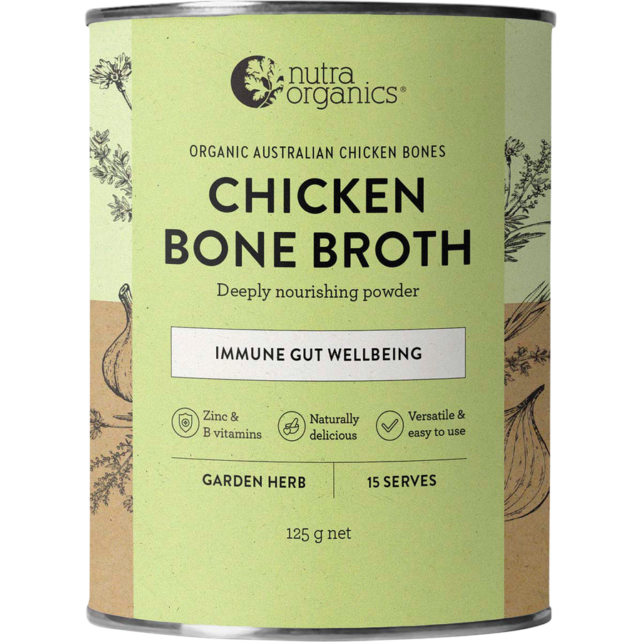 Nutra Organics Chicken Bone Broth Garden Herb collagen rich broth powder