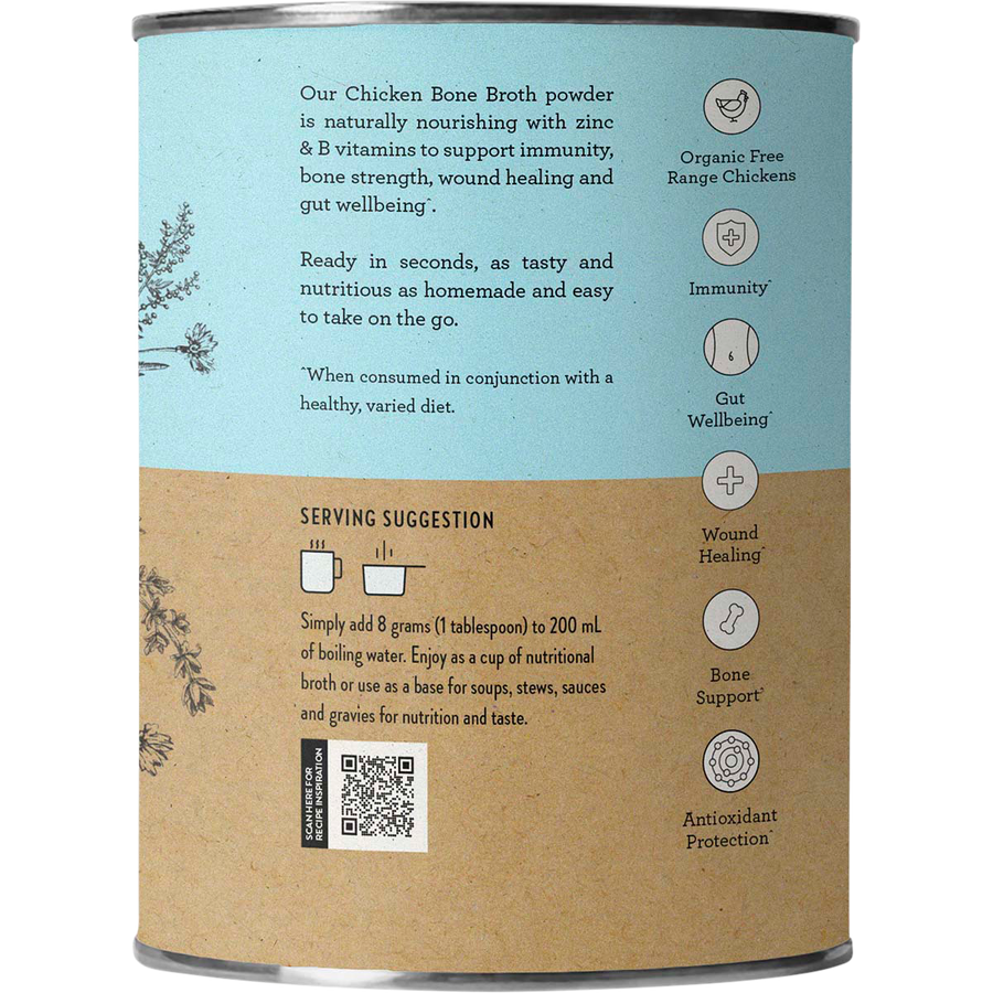 Nutra Organics Chicken Bone Broth Homestyle Original bone broth powder jar packaging