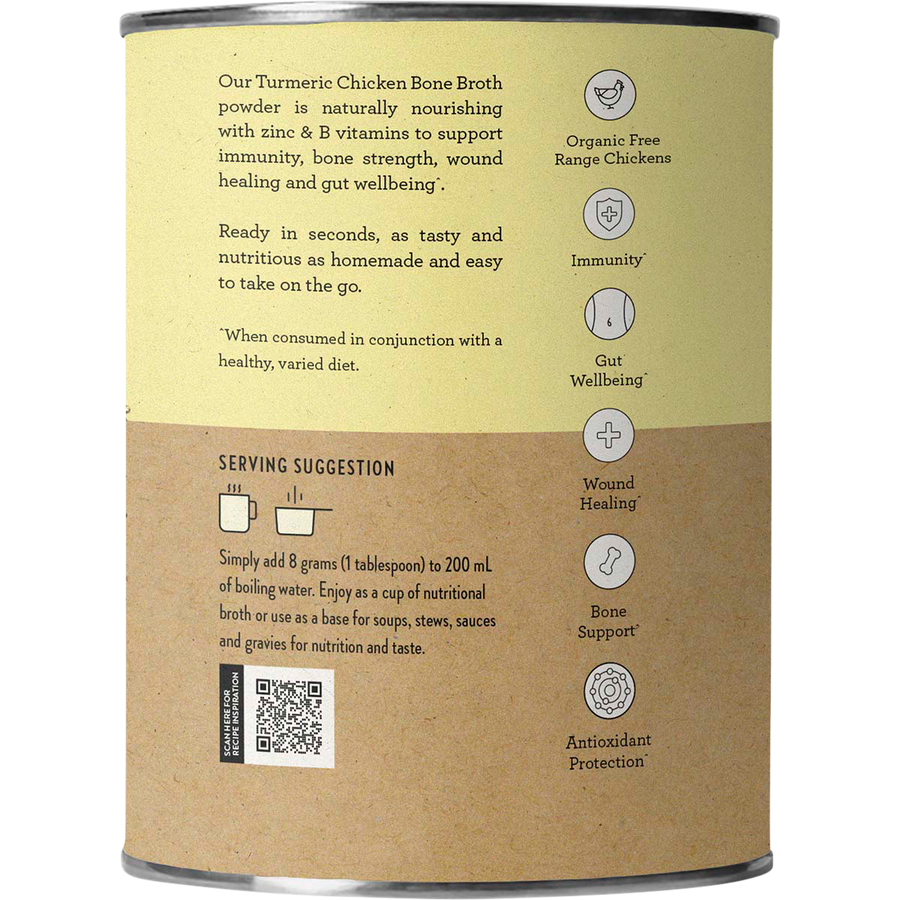 Nutra Organics Chicken Bone Broth Turmeric bone broth powder jar packaging