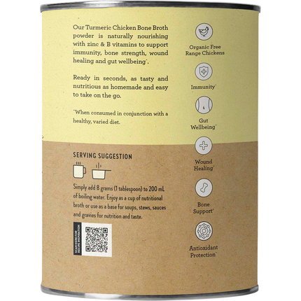 Nutra Organics Chicken Bone Broth Turmeric bone broth powder jar packaging