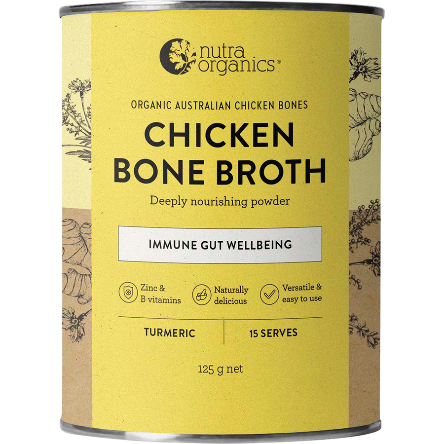Nutra Organics Chicken Bone Broth Turmeric collagen rich broth powder