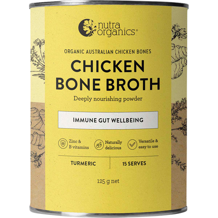 Nutra Organics Chicken Bone Broth Turmeric collagen rich broth powder