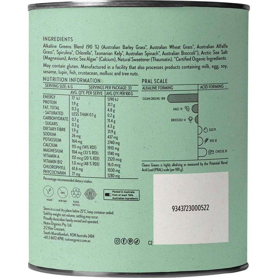 Nutra Organics Clean Greens powder mixed in a healthy green drink
