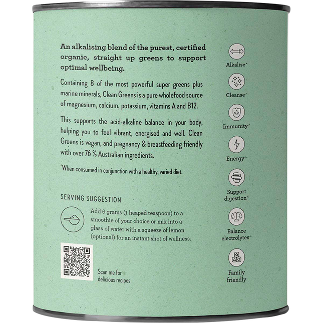 Nutra Organics Clean Greens greens powder jar packaging