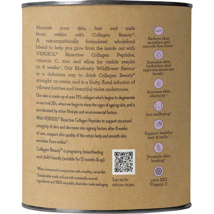 Nutra Organics Collagen Beauty Blueberry Wildflower collagen powder jar packaging