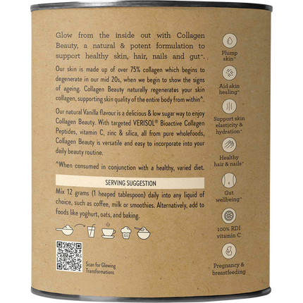 Nutra Organics Collagen Beauty Vanilla collagen powder jar packaging