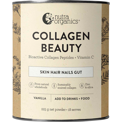 Nutra Organics Collagen Beauty Vanilla collagen powder for skin hair and nails