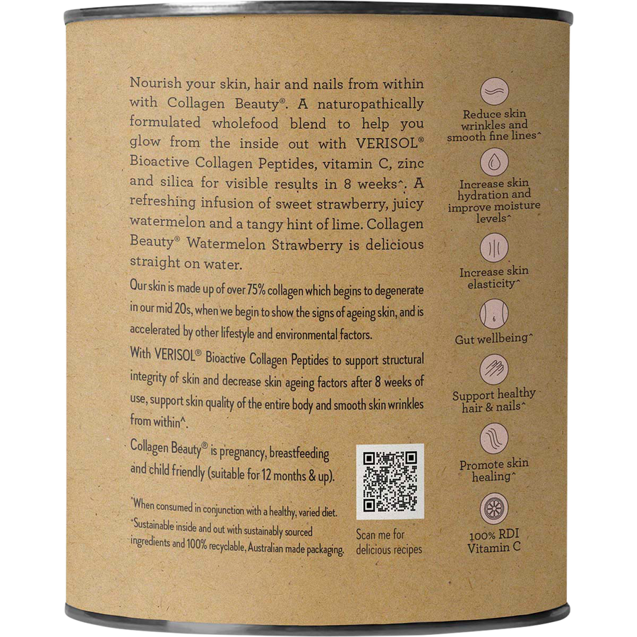 Nutra Organics Collagen Beauty Watermelon Strawberry collagen powder jar packaging