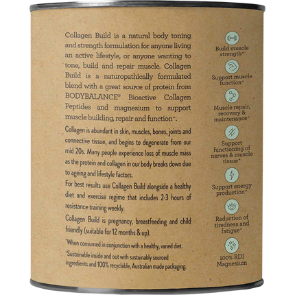 Nutra Organics Collagen Build protein powder jar packaging