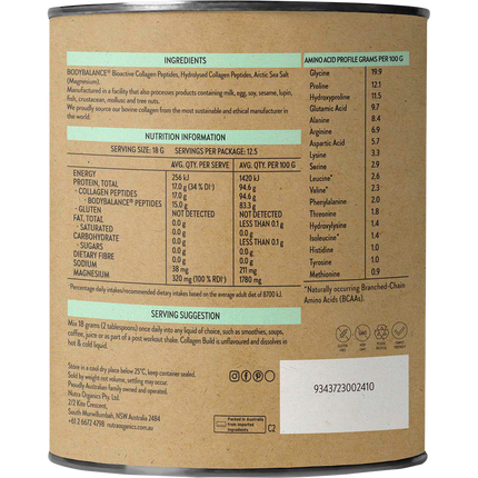 Nutra Organics Collagen Build collagen protein powder mixed shake